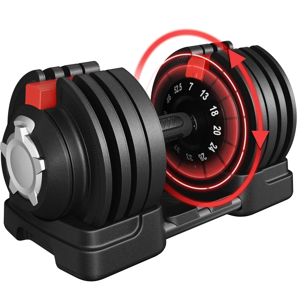 52.5Lb Adjustable Dumbbell Set with Anti-Slip Handle and Tray, Black