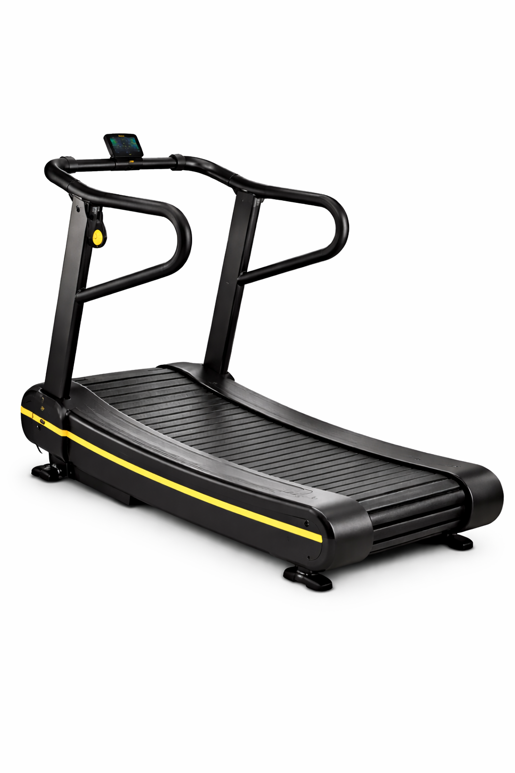 Manual Curved Exercise Treadmill, Black and Yellow