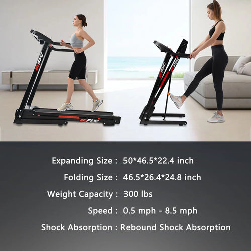 3.5HP Folding Treadmill Electric Motorized Running Machine with 10MPH Speed, Large Running Surface, 12 Programs, Speakers, LCD and Pulse Monitor for Running Walking,Max Weight 330Lb