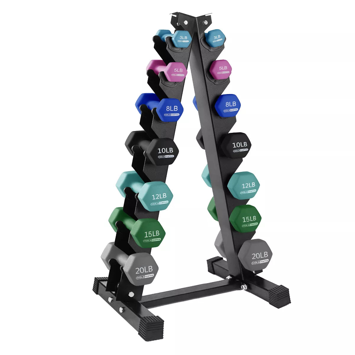 Holahatha 146 Pound Neoprene Dumbbell Full Body Weight Set with Storage Rack