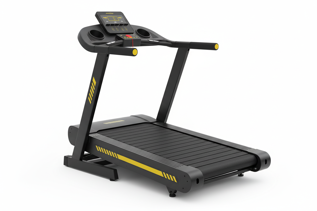 Manual Curved Exercise Treadmill, Black and Yellow, 400 Lb